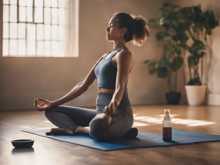 Gentle stretching in a quiet indoor space